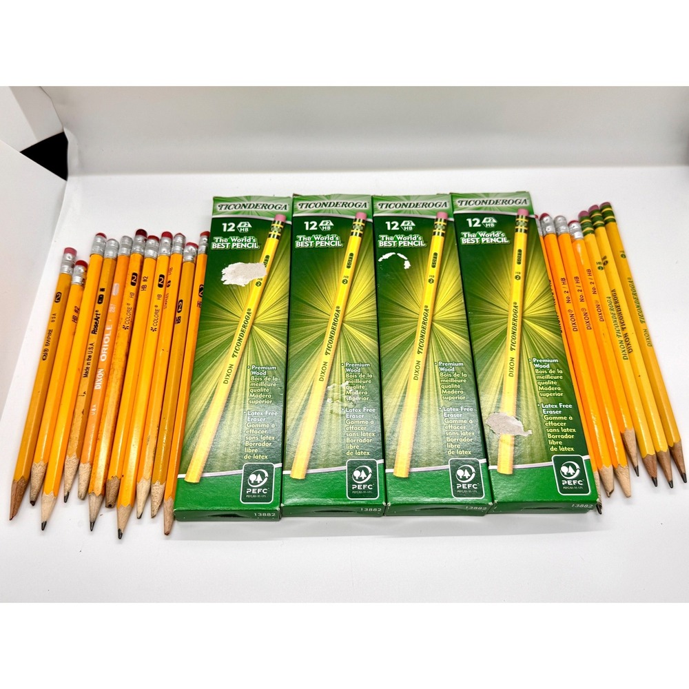 Dixon Ticonderoga No 2 Pencils Bulk Lot‎ 48ct Boxes Plus Mixed Loose Pencils HB